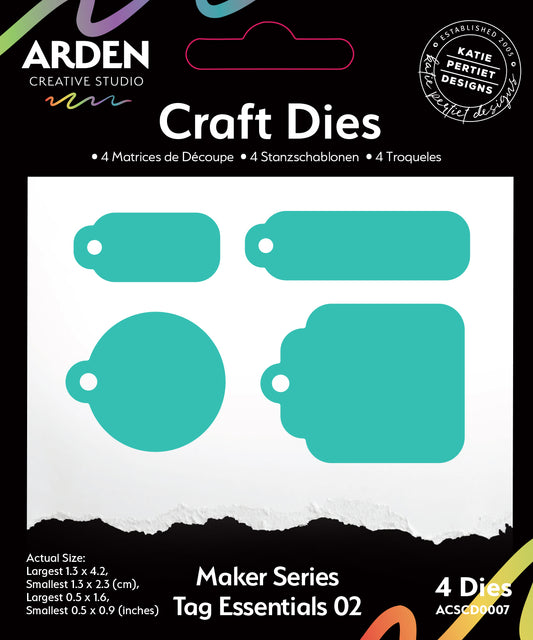 Maker Series Tag Essentials 02 - Craft Die Set Arden Creative Studios Katie Pertiet