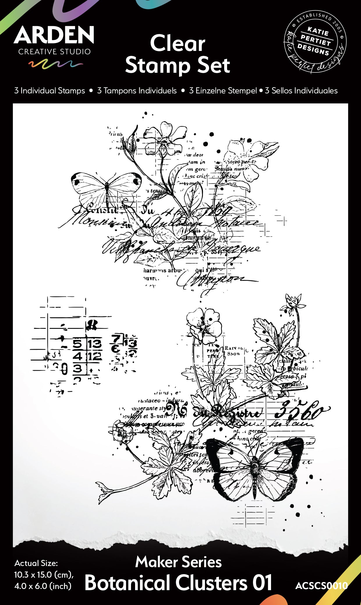 Maker Series Botanical Clusters 01 - Clear Stamp Set 4" x 8" Arden Creative Studios Katie Pertiet