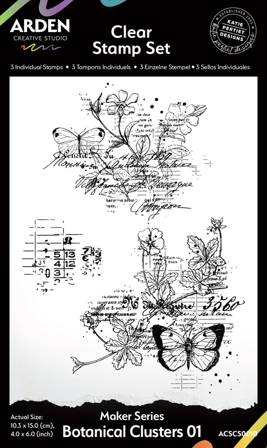 Maker Series Botanical Clusters 01 - Clear Stamp Set 4" x 8" Arden Creative Studios Katie Pertiet
