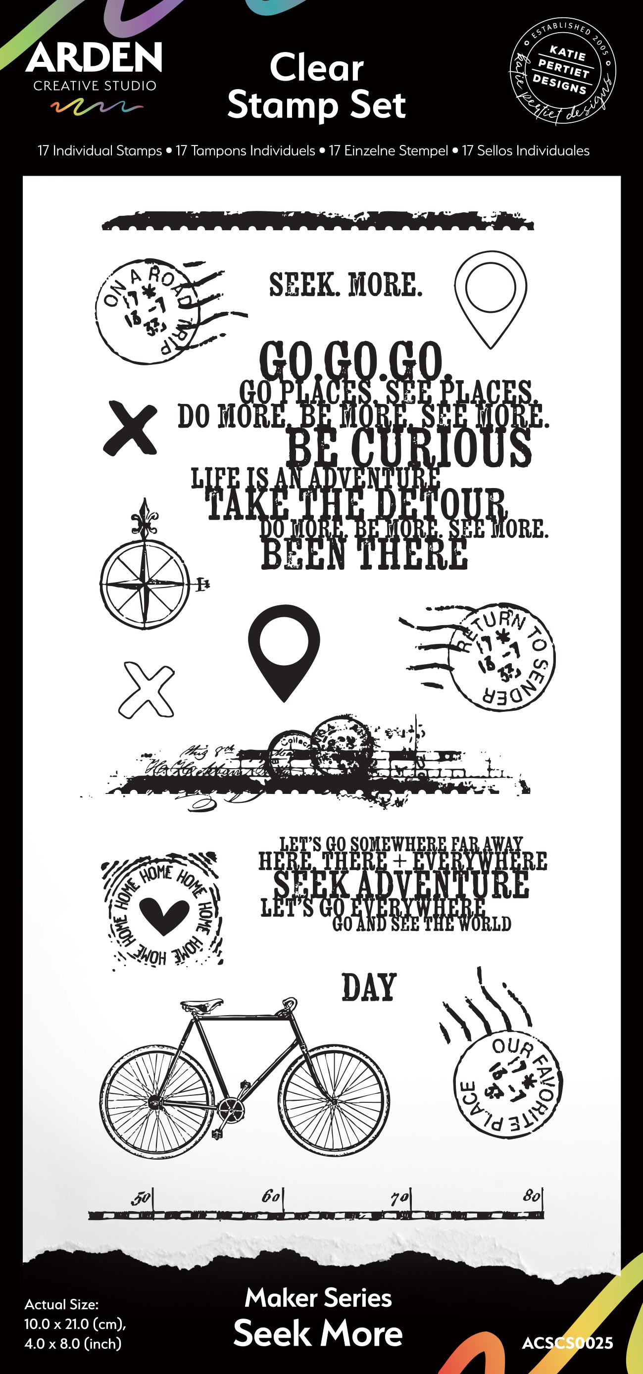 Arden Creative Studio - Maker Series -  Been There - Seek More - 4in x 8in Clear Stamp Set