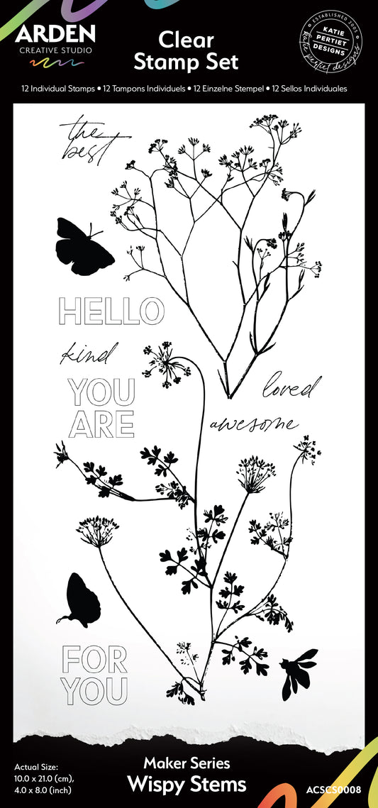 Maker Series Wispy Stems - Clear Stamp Set 4" x 8" Arden Creative Studios Katie Pertiet