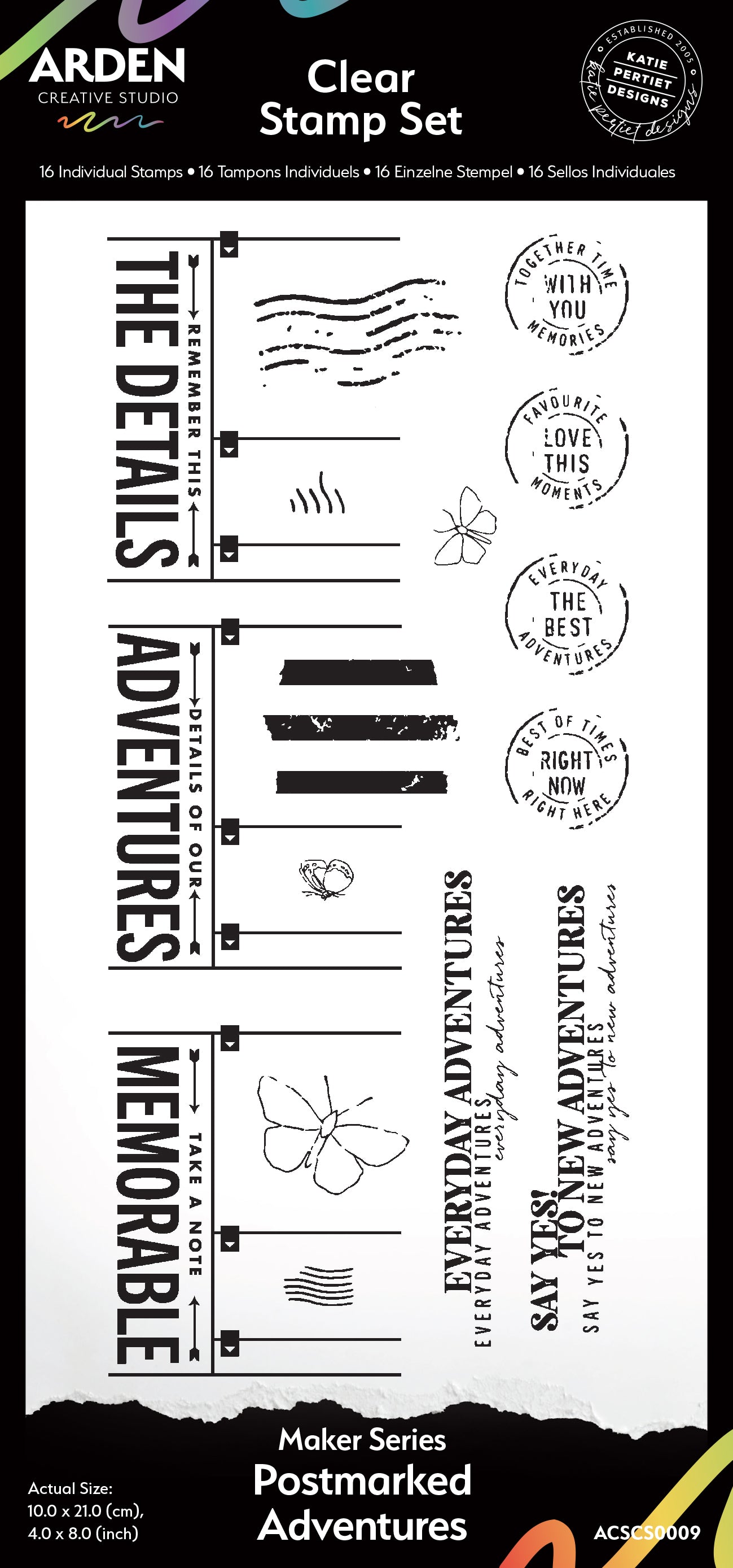 Maker Series Postmarked Adventures - Clear Stamp Set 4" x 8" Arden Creative Studios Katie Pertiet