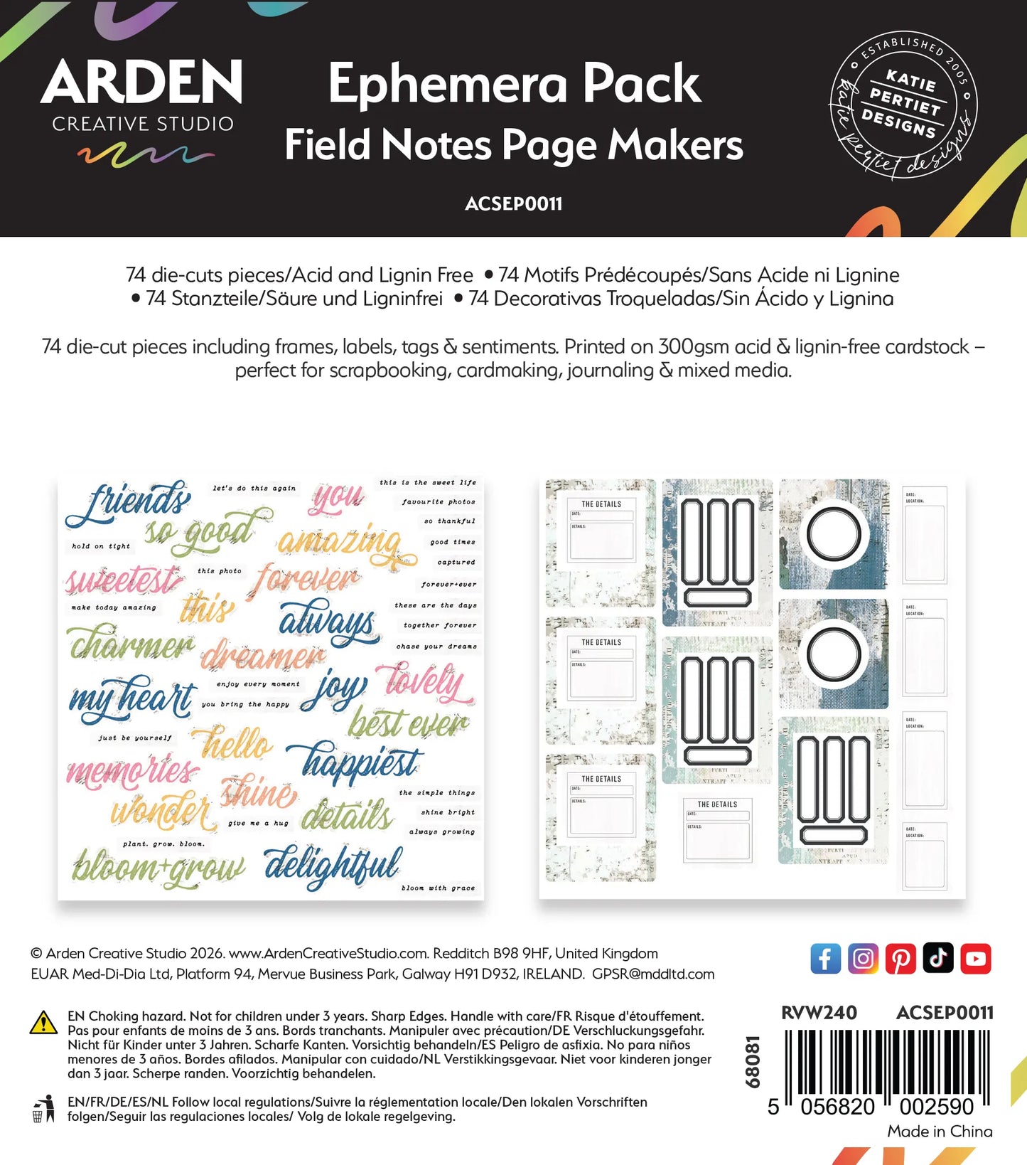 Arden Creative Studio - Field Notes -  Ephemera Page Makers - Designed by Katie Pertiet Designs