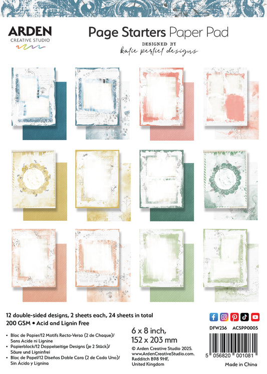 Page Starter 6in x 8in Paper Pad  Arden Creative Studios Katie Pertiet