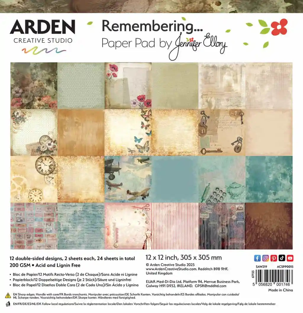 Arden Creative Studio - Remembering Paper Pad 12X12 by Jennifer Ellory