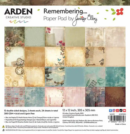 Arden Creative Studio - Remembering Paper Pad 12X12 by Jennifer Ellory