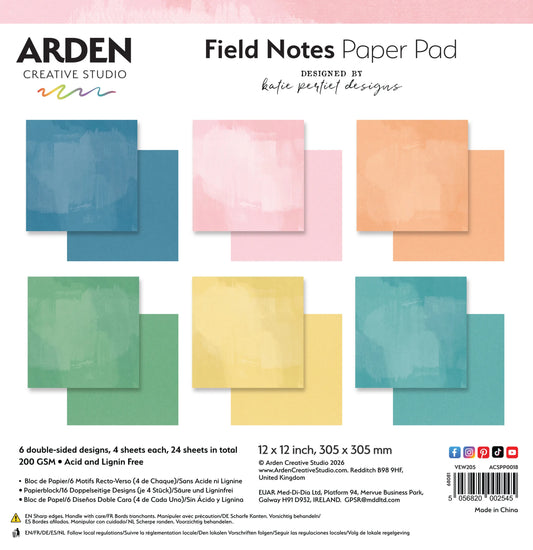 Field Notes - Solids Paper Pad 12X12 - Designed by Katie Pertiet Designs