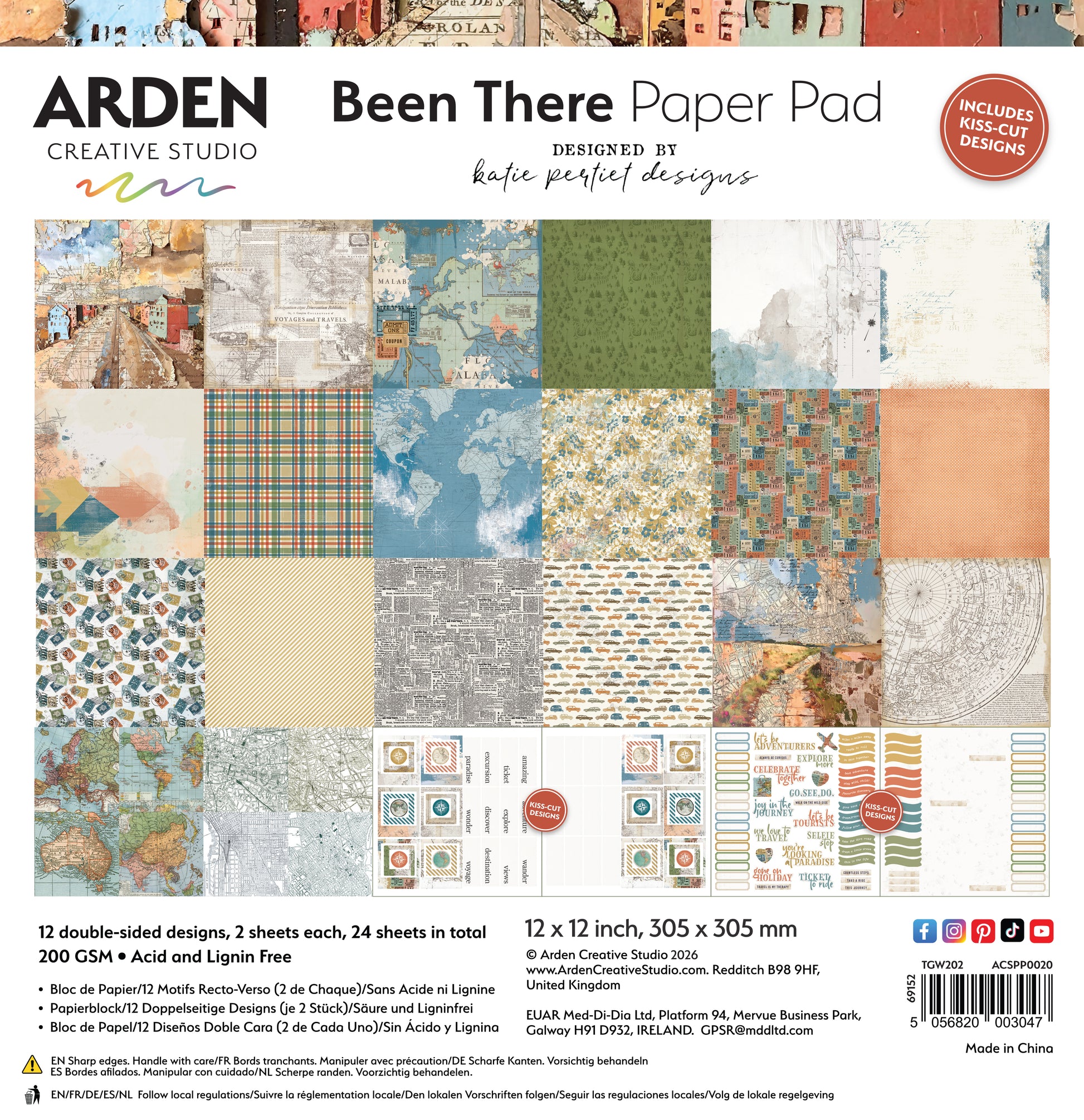 Arden Creative Studio - Been There Paper Pad 12X12 - Designed by Katie Pertiet Designs