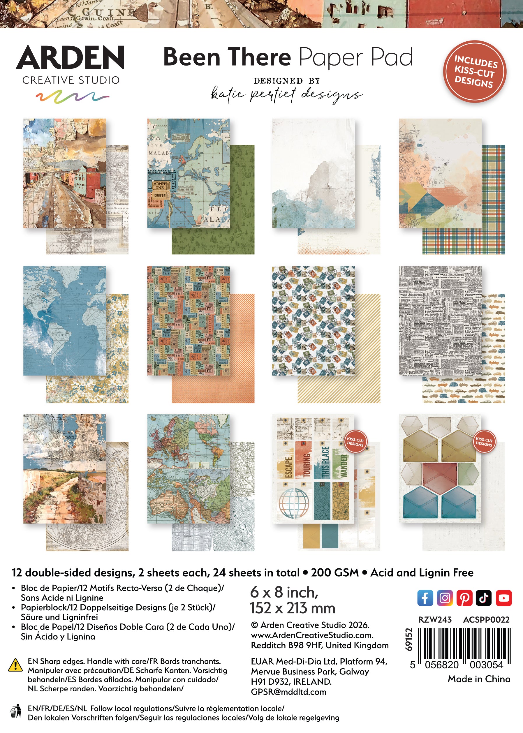 Arden Creative Studio - Been There Paper Pad 6"x8" - Designed by Katie Pertiet Designs