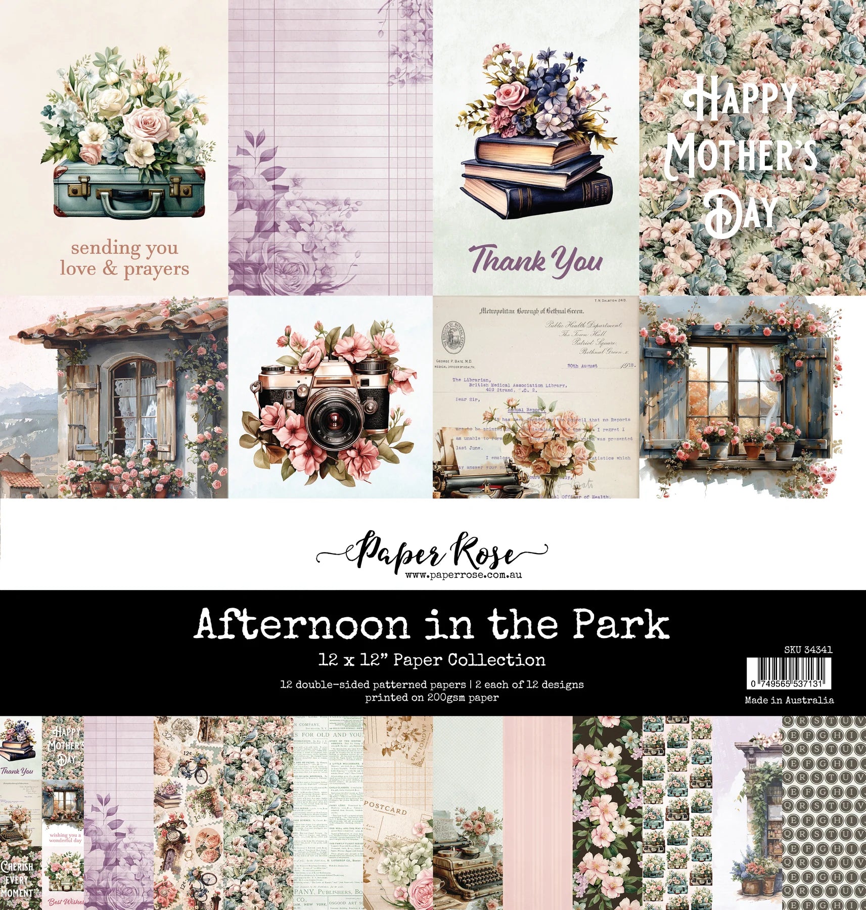 Paper Rose Studio Afternoon in the Park 12x12 Paper Collection