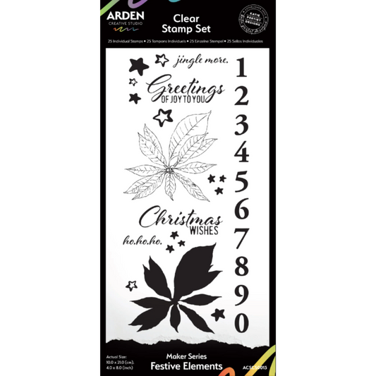 Arden Creative Studio - Katie Pertiet - Maker Series Season of Joy Festive Elements - Clear Stamp Set 4" x 8"