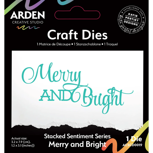 Arden Creative Studio - Katie Pertiet - Stacked Sentiment Series - Merry and Bright - Craft Die Set