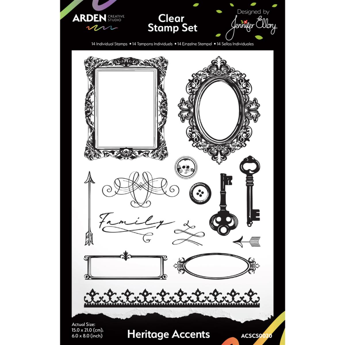 Arden Creative Studio Heritage Accents 6in x 8in Clear Stamp Set