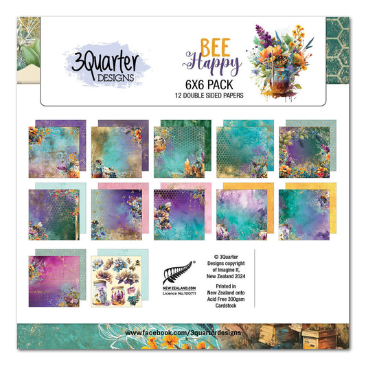 3Quarter Designs - Bee Happy Collection - 6"x6" Pack