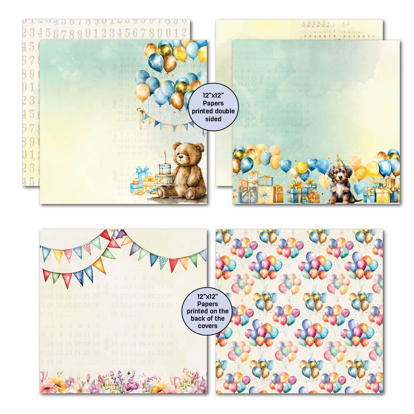 3Quarters Designs - Birthday Wishes - 12"x12" Pack