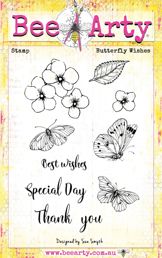 Bee Arty - Garden Meadows - Butterfly Wishes - Clear Stamp Set - By Sue Smyth