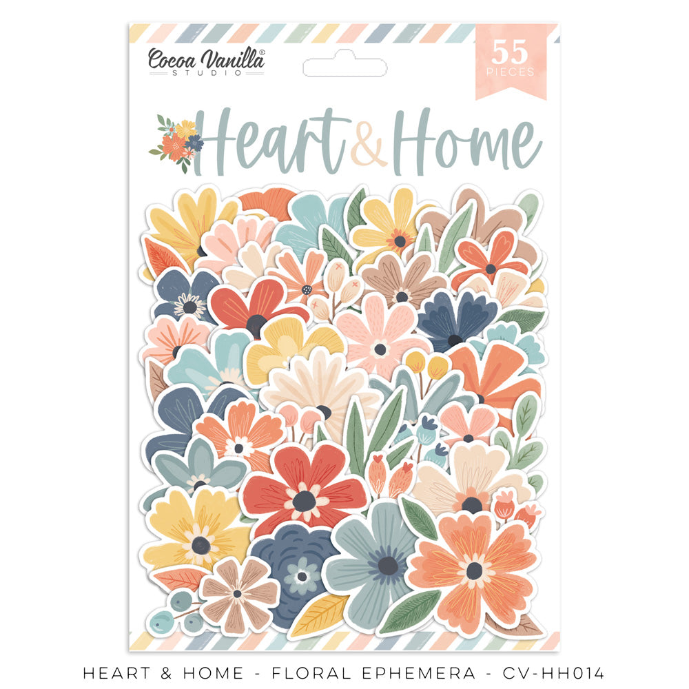 Cocoa Vanilla - Heart & Home Die Cut Floral Ephemera  - Captured Hearts Australia