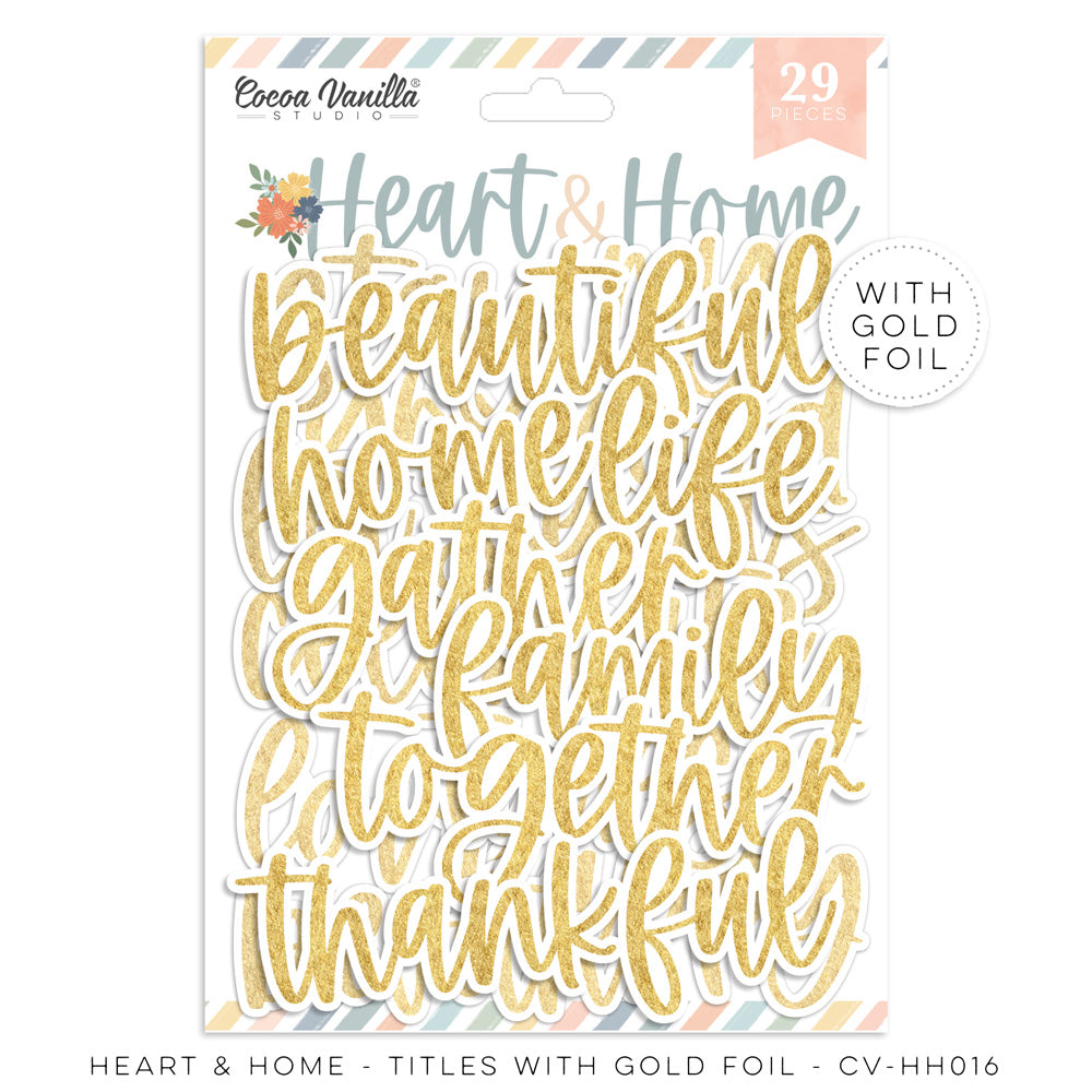 Cocoa Vanilla - Heart & Home Titles with Gold Foil  - Captured Hearts Australia