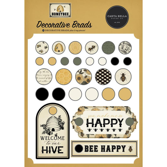 Carta Bella Decorative Brads - Honey Bee