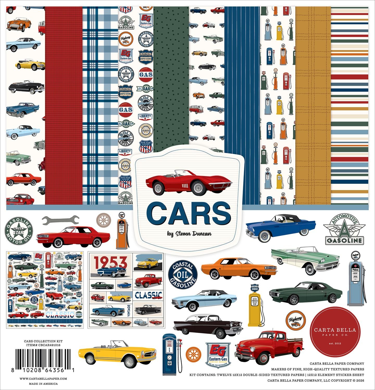 Carta Bella Paper Co - Cars Collection Paper Pack 12"X12" by Steven Duncan