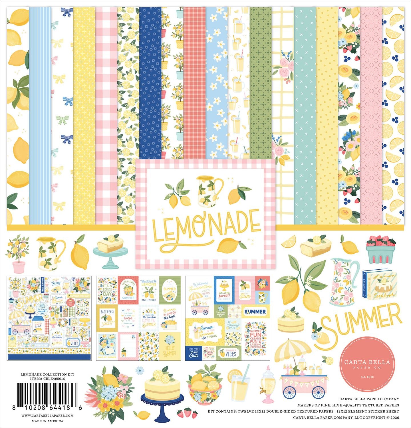 Carta Bella Paper Co - Lemonade Collection Paper Pack 12"X12"