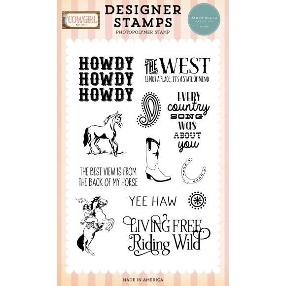 Carta Bella Paper Cowgirl Stamp Set - Howdy Howdy Howdy