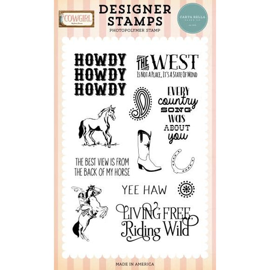 Carta Bella Paper Cowgirl Stamp Set - Howdy Howdy Howdy