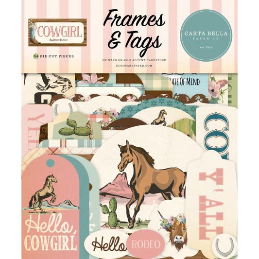 Carta Bella Papers Cowgirl Ephemera - Frames & Tags