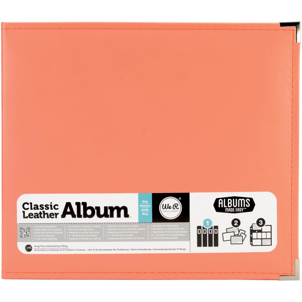 Classic Leather D-Ring Album 12"X12"  Coral