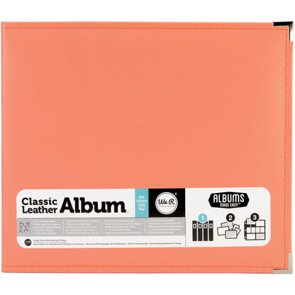 Classic Leather D-Ring Album 12"X12"  Coral