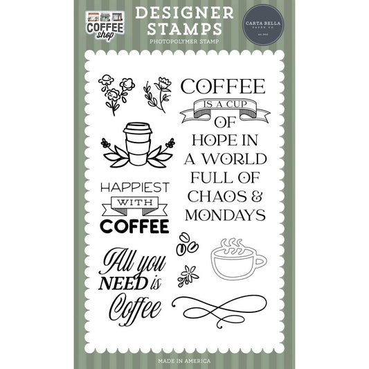 Coffee Shop Stamp Set - Happiest With Coffee Carta Bella 