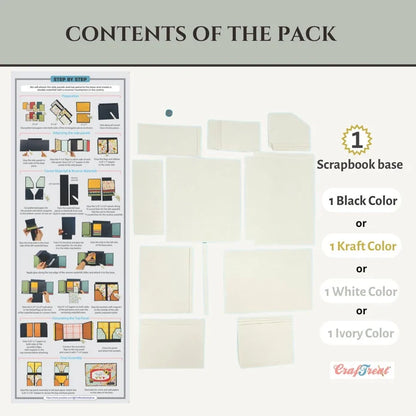 CrafTreat Scrapbook Blank Precut Album Base - LapBook Folio - Ivory