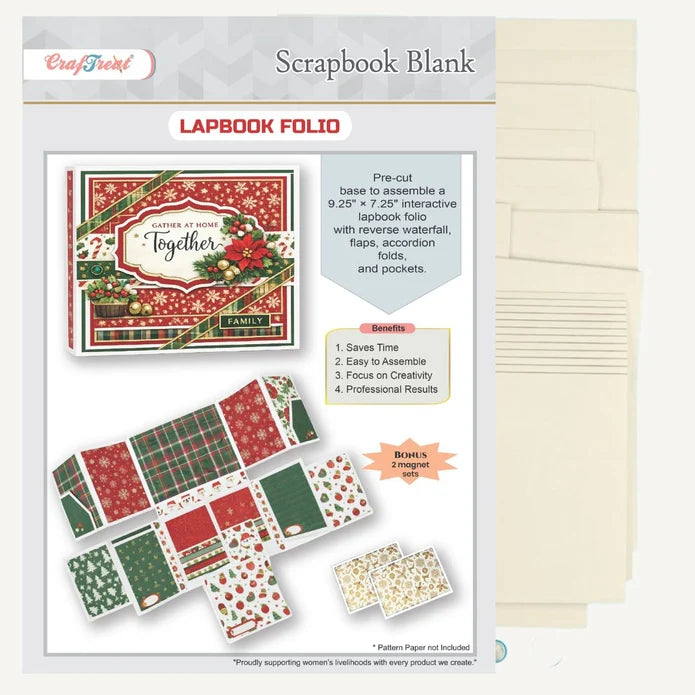 CrafTreat Scrapbook Blank Precut Album Base - LapBook Folio - Ivory