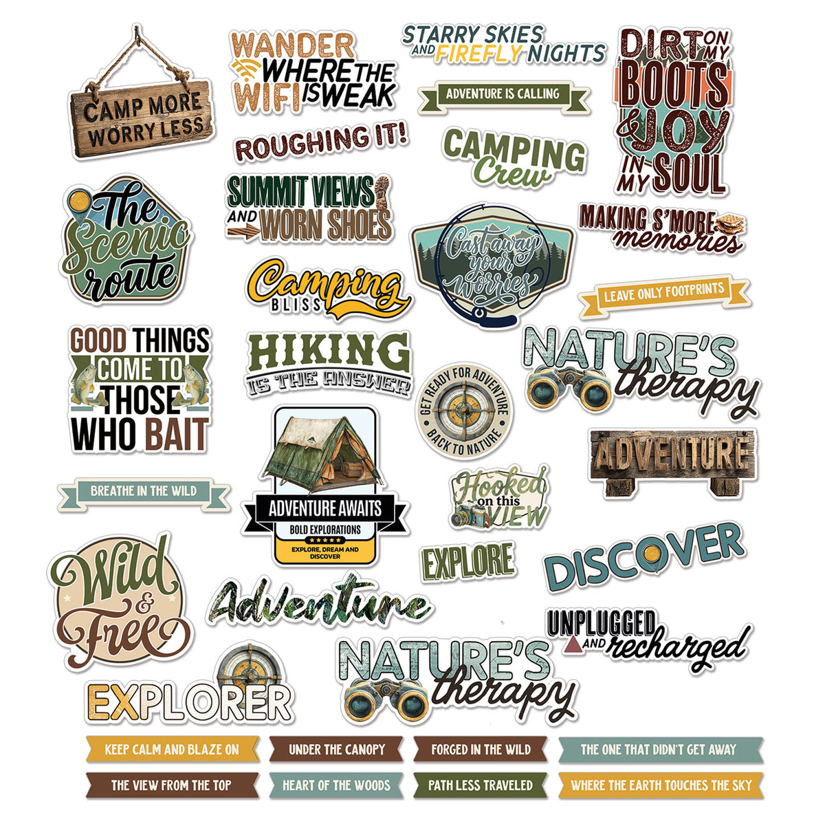 Campfire Memories Chipboard Sentiments by Dennis Bruton