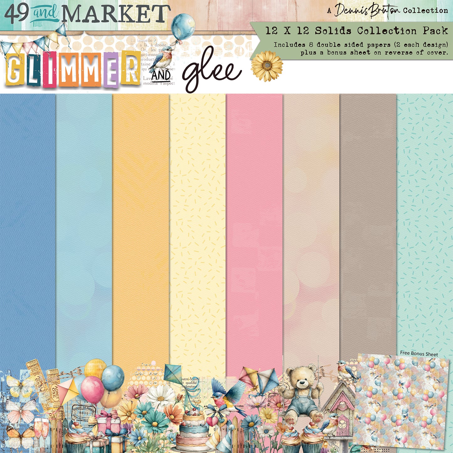 49 and Market - Glimmer and Glee 12x12 Solids Collection Pack by Dennis Bruton