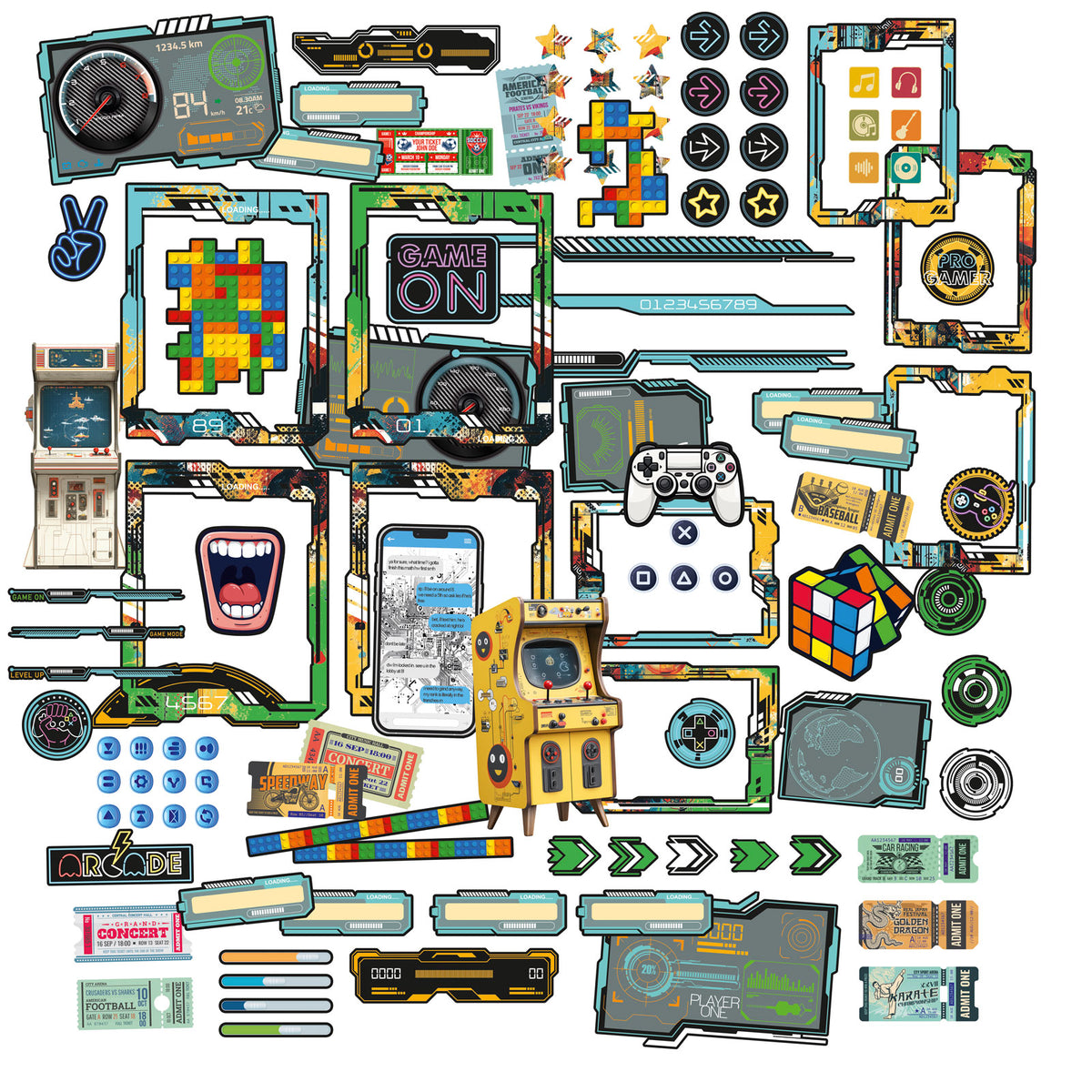 Level Up Ephemera & Frame Set by Dennis Bruton