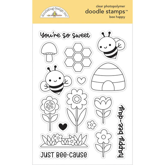 Doodlebug Clear Doodle Stamps - Bee Happy