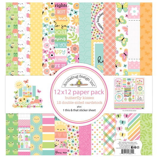 Doodlebug Double-Sided Paper Pack 12"X12" - Butterfly Kisses