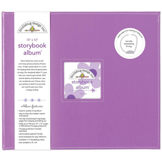 Doodlebug Storybook D-Ring Album 12"X12" Lilac