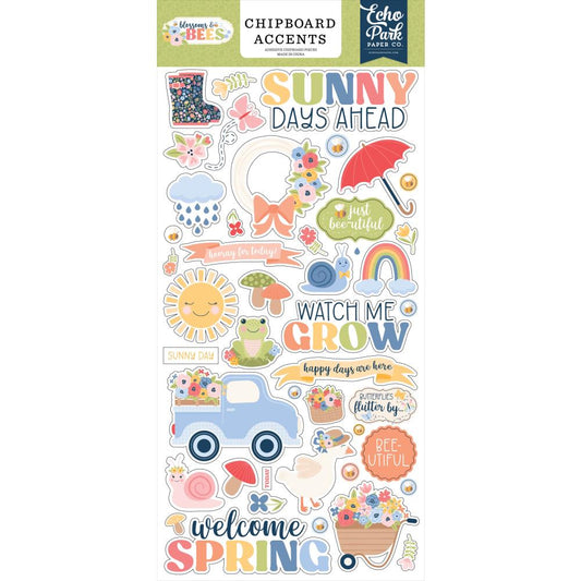 Echo Park Blossoms And Bees Chipboard Accents