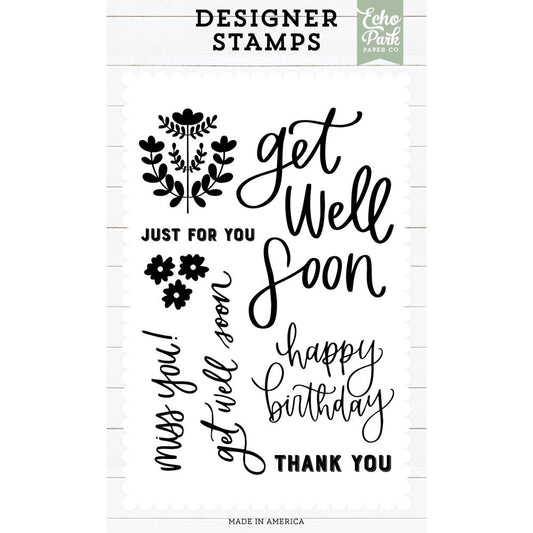 Echo Park Designer Stamp Sets - Get Well Soon Sentiments