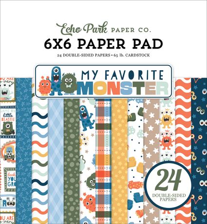 Echo Park Paper - My Favorite Monster Double-Sided Paper Pad 6"X6"