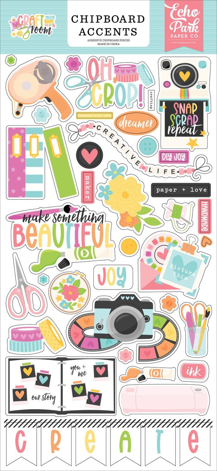 Echo Park Paper Co- Craft Room Chipboard Accents 6" x 13"