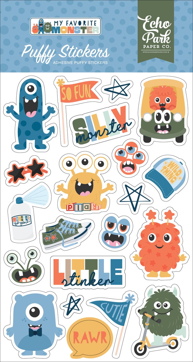 Echo Park Paper Co - My Favorite Monster - Puffy Stickers