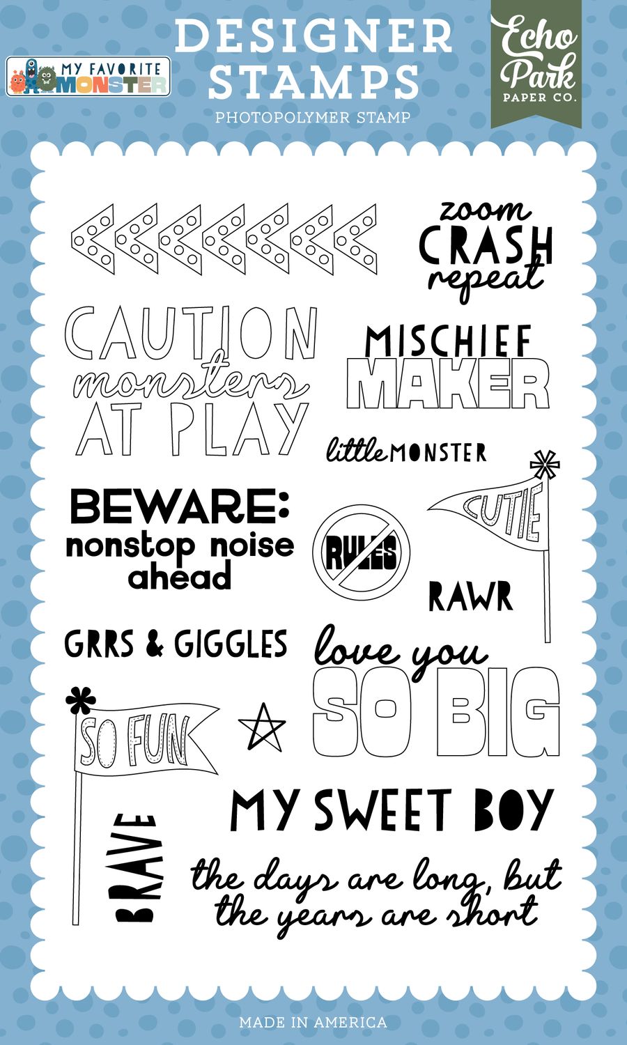 Echo Park Paper Co - My Favorite Monster Stamp Set - Mischief Maker
