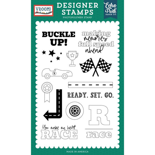 Echo Park Paper Vroom! Stamp Set - Buckle Up