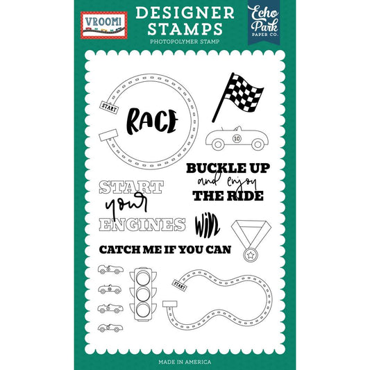 Echo Park Paper Vroom! Stamp Set - Catch Me If You Can