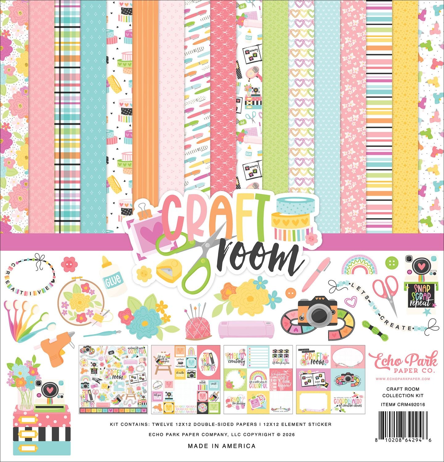 Echo Park Papers - Craft Room Collection Paper Pack 12" X 12"