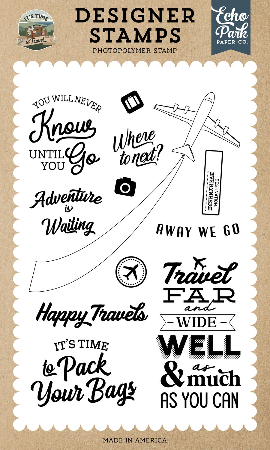 Echo Park Papers - It's Time To Travel Stamp Set - Where To Next