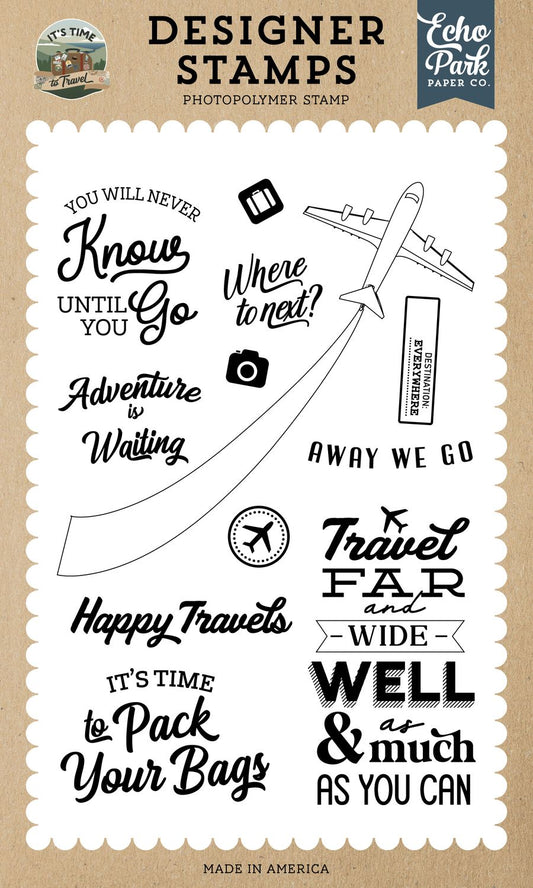 Echo Park Papers - It's Time To Travel Stamp Set - Where To Next